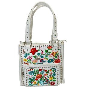 Montana West White Floral Embroidered Shoulder Bag